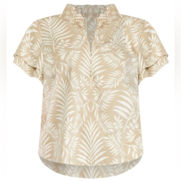 crown & ivy Tops - Crown & Ivy Cream Leaf Pattern Blouse plus size